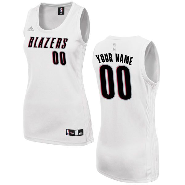Women Portland Trail Blazers Adidas White Custom Fashion NBA Jersey->customized nba jersey->Custom Jersey